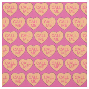 Call Me Pink Orange Candy Hearts Valentine's Day Fabric