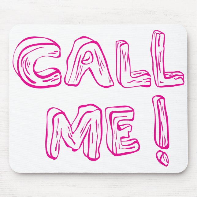Call me pink typography diary sticker mouse pad (Front)