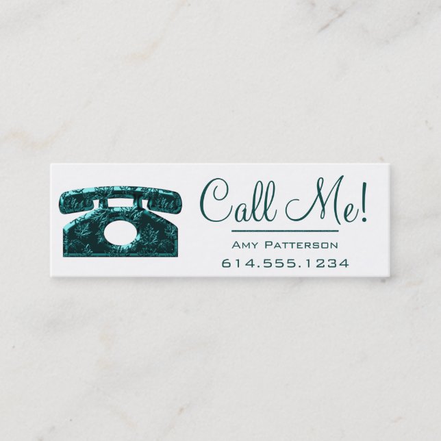 Call Me! Teal Telephone Dating Profile Cards (Front)