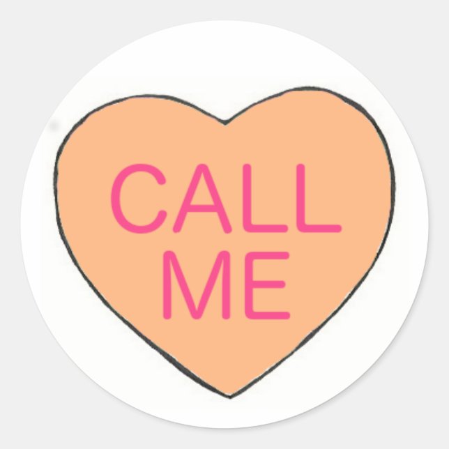 CALL ME Valentine's Day Candy Heart Love Pastel Classic Round Sticker (Front)