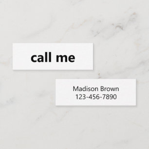 Call Me White and Black Your Name Phone Number Mini Business Card