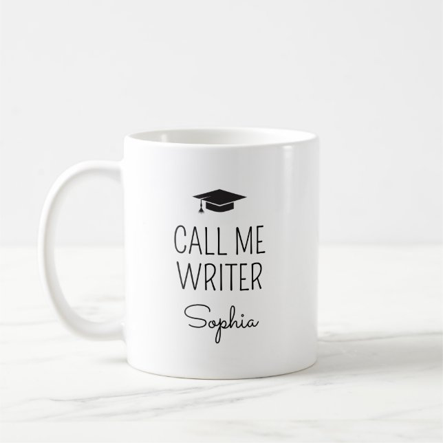 Call Me Writer Personalised Name Coffee Mug (Left)