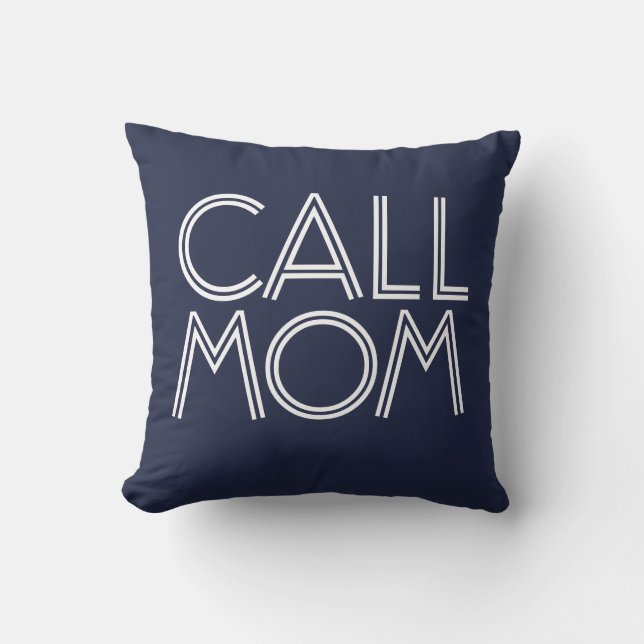 Call Mum | Navy & White Decorative Throw Pillow (Front)
