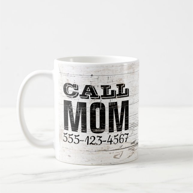 Call Mum Phone Number Coffee Mug (Left)