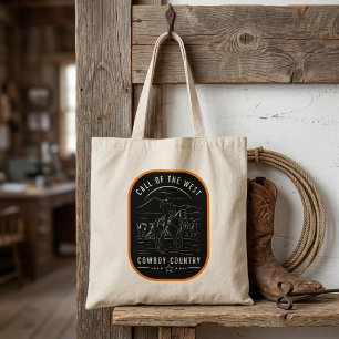 Call of the West Cowboy Country Vintage Design Tote Bag