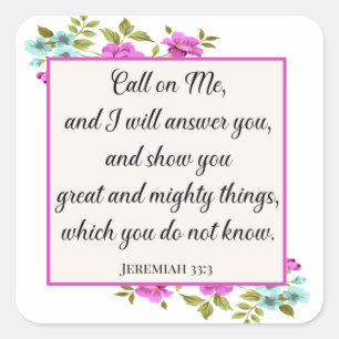 Call On Me Bible Verse Jeremiah Christian Square Sticker