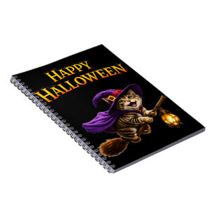 Call tabby witch kitten whimsical happy Halloween Notebook