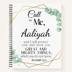 Call to me - Jeremiah 33:3 Eucalyptus Personalise Notebook
