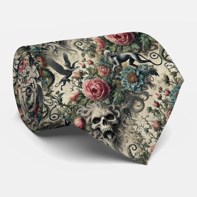 Call to the Night Gallery – Gothic Victorian Tie (Rolled)