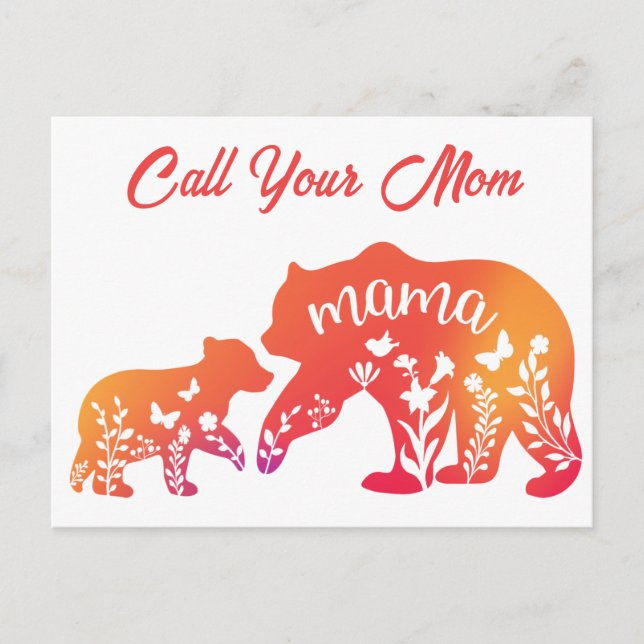 Call your Mum Mama Bear  Postcard (Front)
