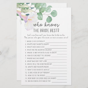 Calla and eucalypt - Who knows the bride best game