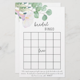 Calla and eucalyptus - bridal shower bingo game