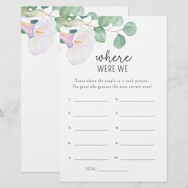 Calla and eucalyptus - Where were we shower game (Front/Back)