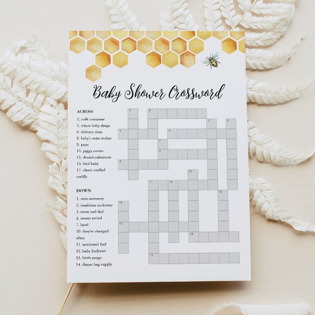 CALLA Bee Baby Shower Crossword Game Card (Creator Uploaded)