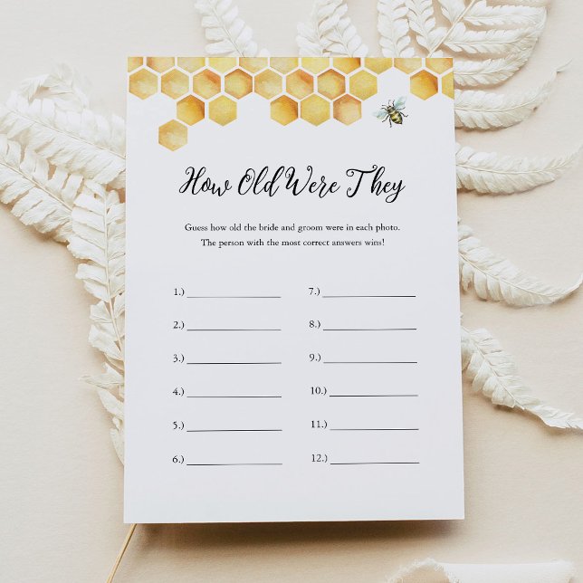 CALLA Bee How Old Were They Bridal Shower Game Invitation (Creator Uploaded)