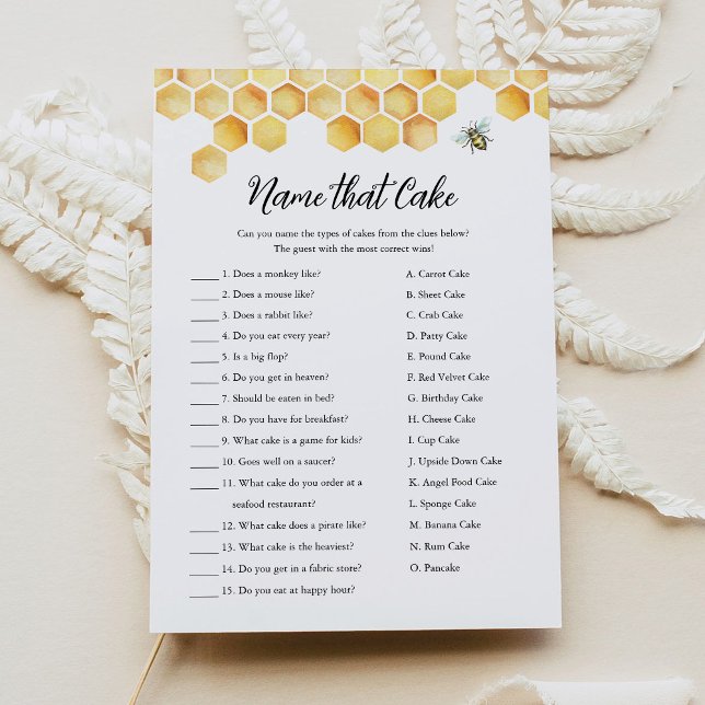 CALLA Bee Name That Cake Bridal Shower Game Card (Creator Uploaded)