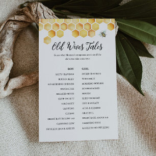CALLA Bee Old Wives Tales Baby Shower Game Card