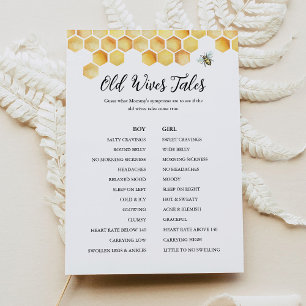 CALLA Bee Old Wives Tales Baby Shower Game Card