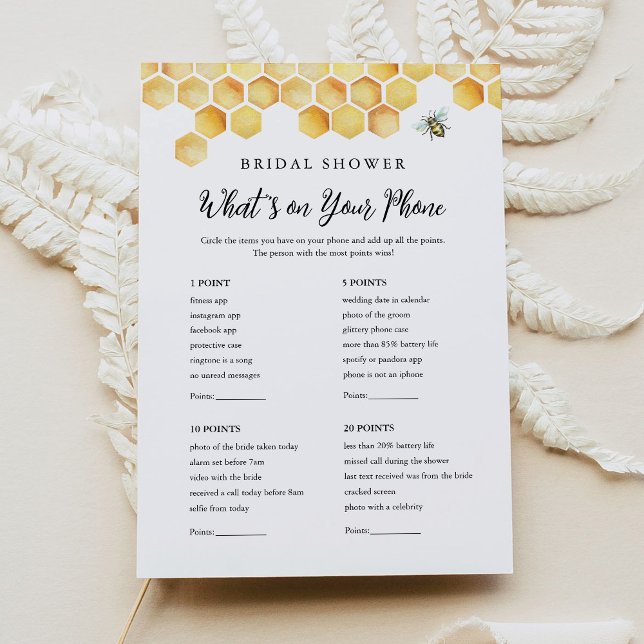CALLA Bee What's on your Phone Bridal Shower Card (Creator Uploaded)