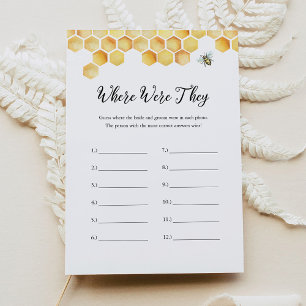 CALLA Bee Where Were They Bridal Shower Game Card
