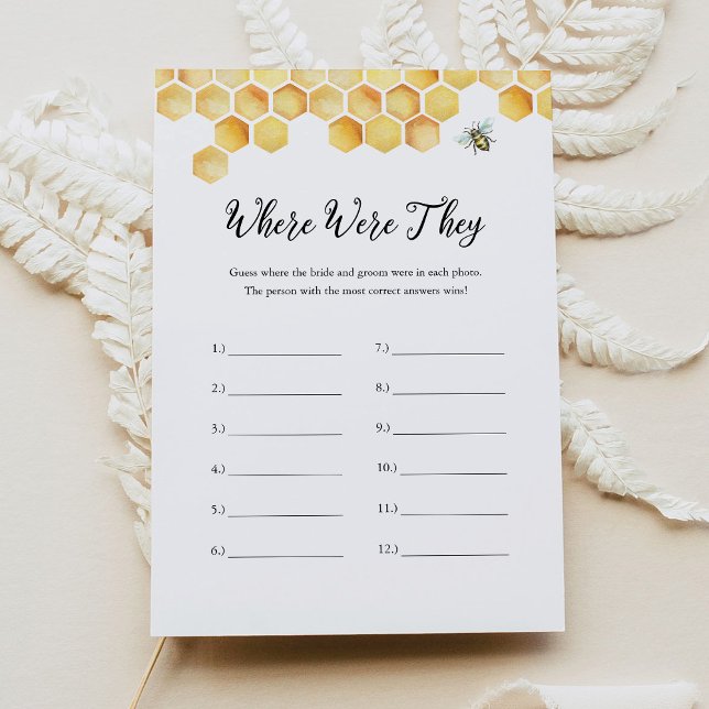 CALLA Bee Where Were They Bridal Shower Game Card (Creator Uploaded)