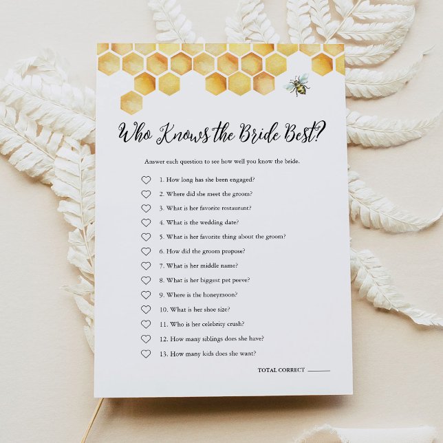 CALLA Bee Who Knows The Bride Best Bridal Game Invitation (Creator Uploaded)