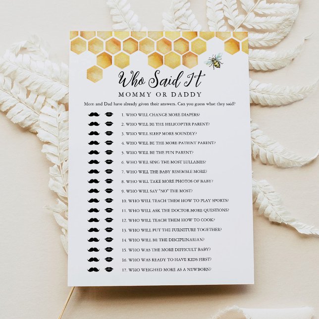 CALLA Bee Who Said It Mummy Daddy Baby Game Card (Creator Uploaded)