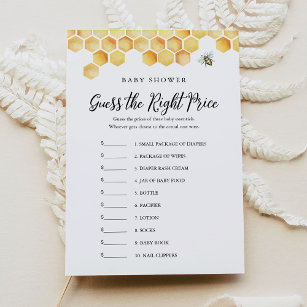 CALLA  Guess the Right Price Baby Shower Game Card