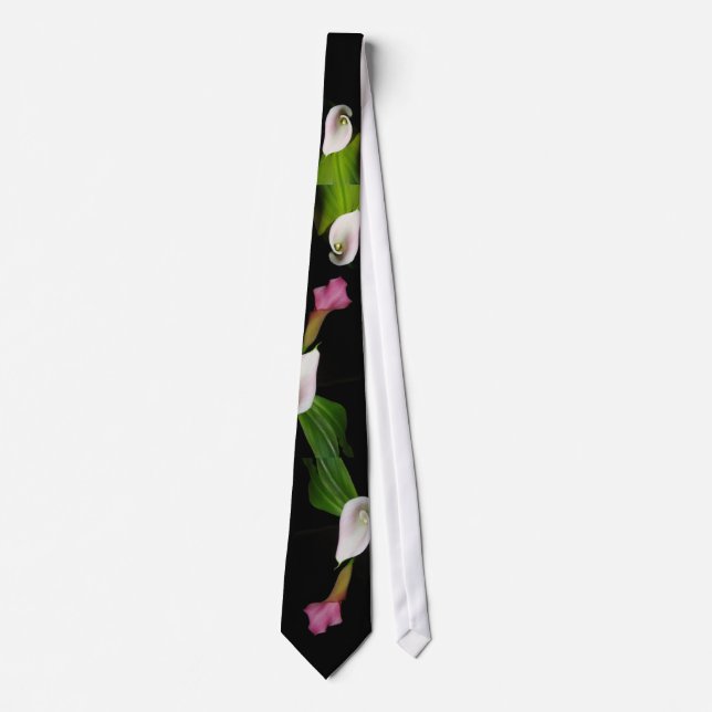 Calla Lilies and Leaves Tie (Front)