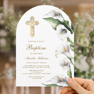 Calla Lilies Arch Baptism Invitation