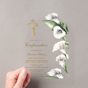 Calla Lilies Arch Confirmation Acrylic Invitations
