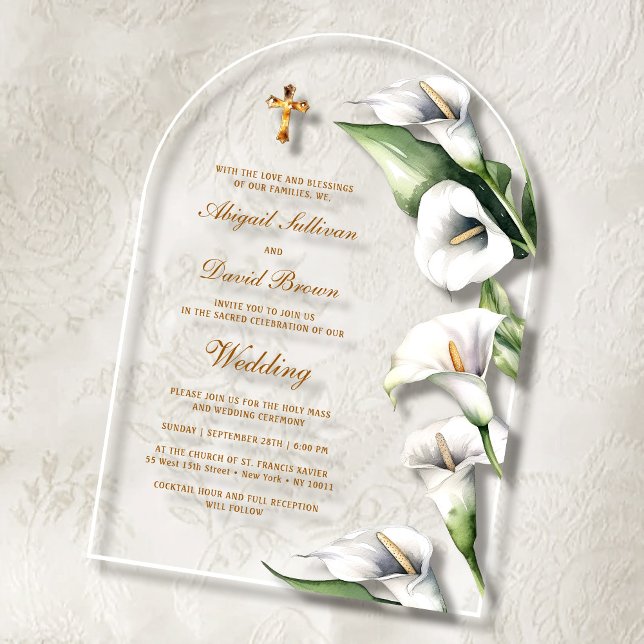 Calla Lilies Arch Religious Wedding Acrylic Invitations (Creator Uploaded)