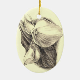 Calla Lilies Drawing Ceramic Tree Decoration