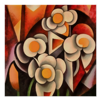 Calla Lilies Geometric Art Abstract In Brown Tones Poster