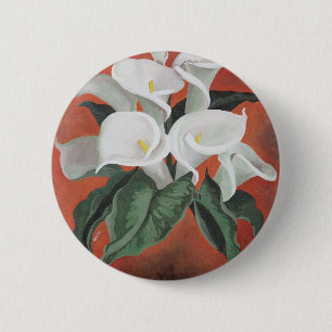 Calla Lilies On A Red Background 6 Cm Round Badge