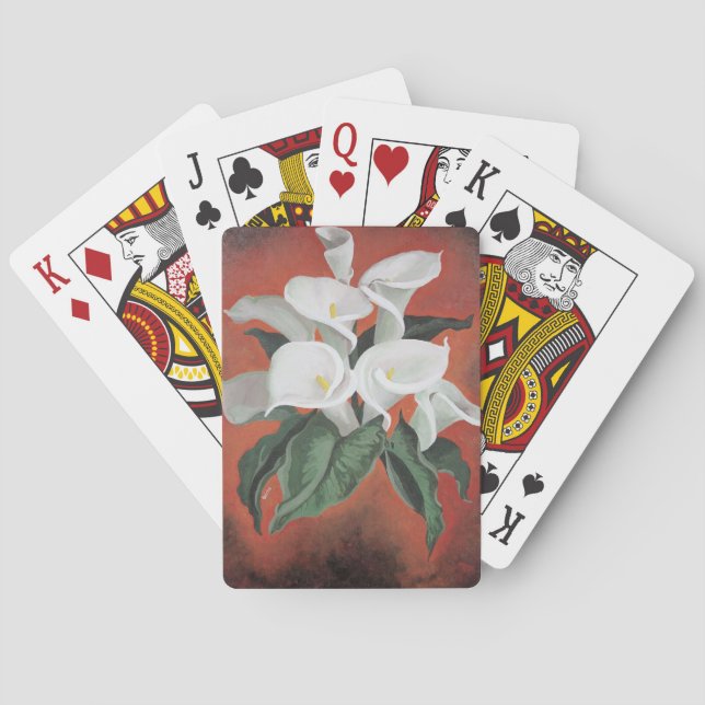 Calla Lilies On A Red Background Playing Cards (Back)