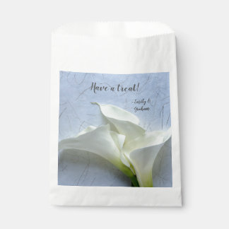 Calla lilies on decorative background favour bags