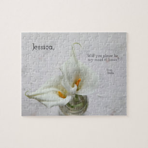 Calla lilies on textured background maid of honour jigsaw puzzle