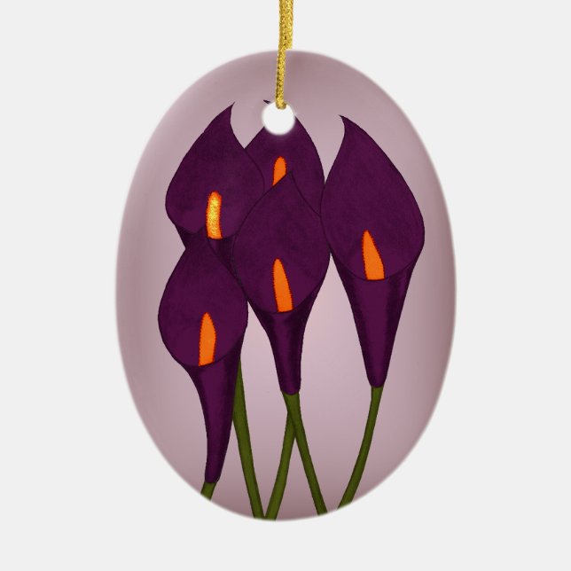 Calla Lilies (Purple) (Door Hanger) Ceramic Tree Decoration (Front)
