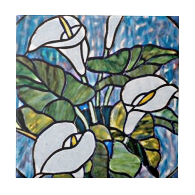 Calla Lilies Stain Glass Look Tile (Front)