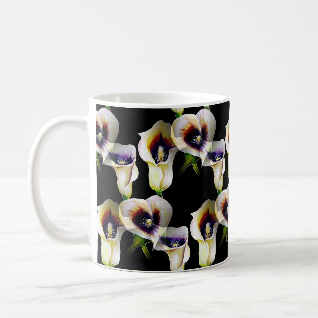 Calla Lilies Watercolor Mug – Elegant Floral Art (Left)