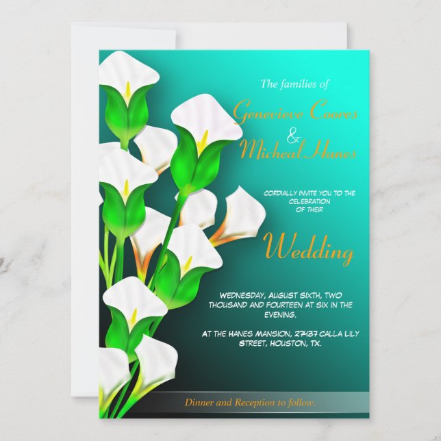 Calla Lilies Wedding Invitation (Front)