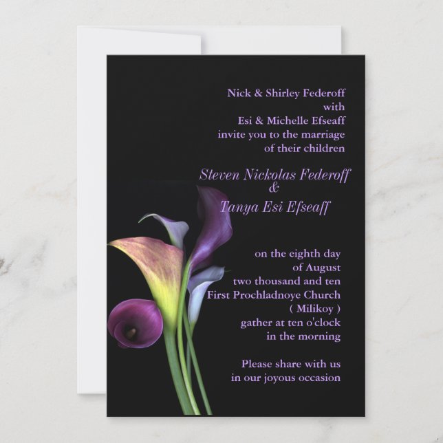 Calla Lilies Wedding Invitation (Front)