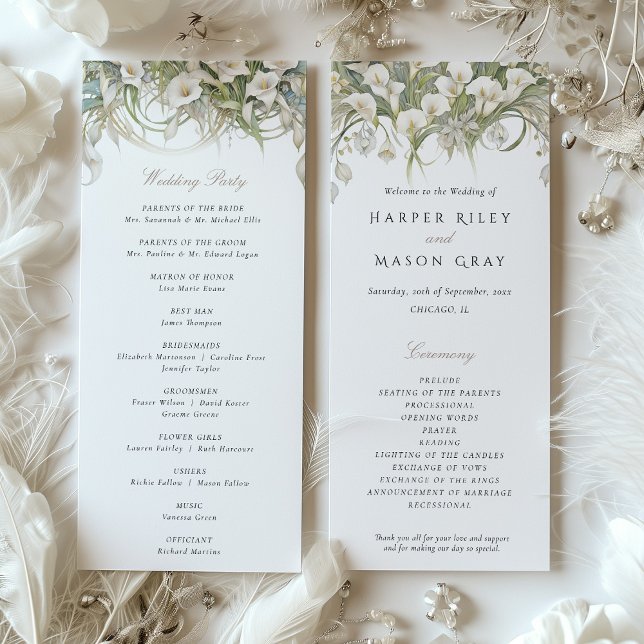 Calla Lilies Wedding Program Pastel Colours Invitation (Creator Uploaded)