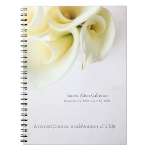 Calla lilies with text space spiral notebook