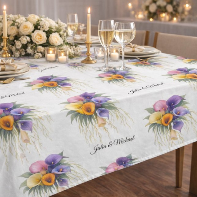Calla Lilies Wreath Wedding Decor Newlyweds Tablecloth (Creator Uploaded)
