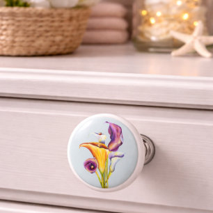 Calla Lillies Ceramic Knob