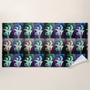 Calla Lilly - Retro Pattern Beach Towel