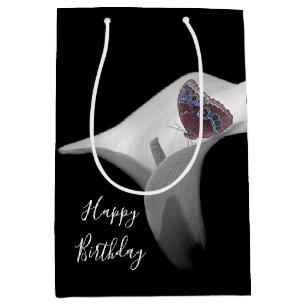 Calla Lily and Butterfly Birthday Medium Gift Bag