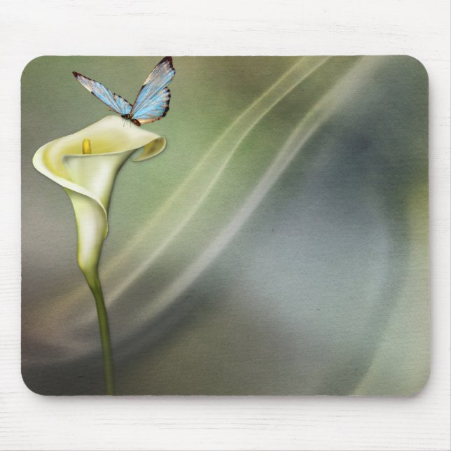 Calla Lily and Butterfly Mouse Pad (Front)